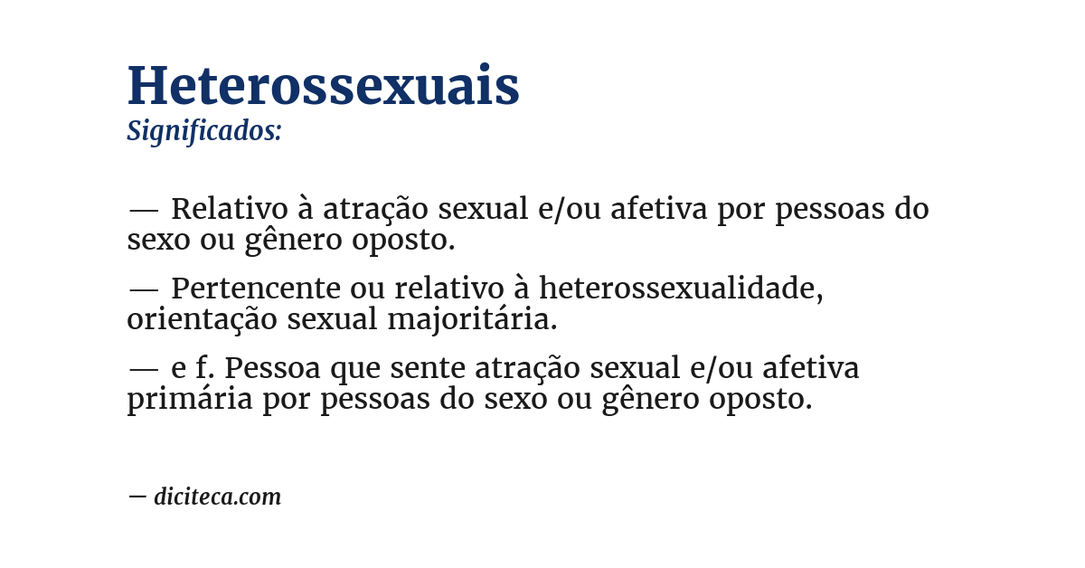 Significado de heterossexuais
