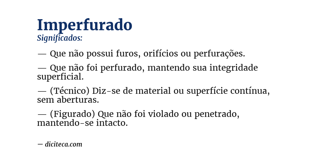 Significado de imperfurado