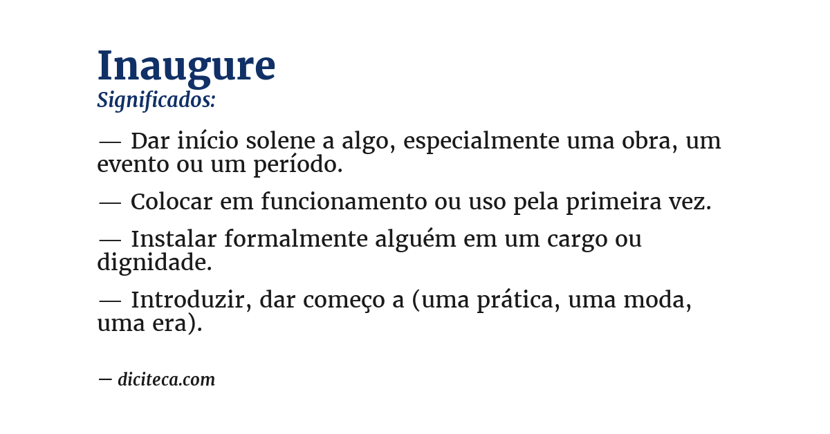 Significado de inaugure
