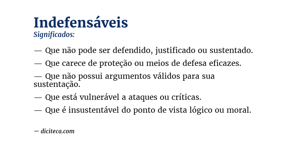 Significado de indefensáveis