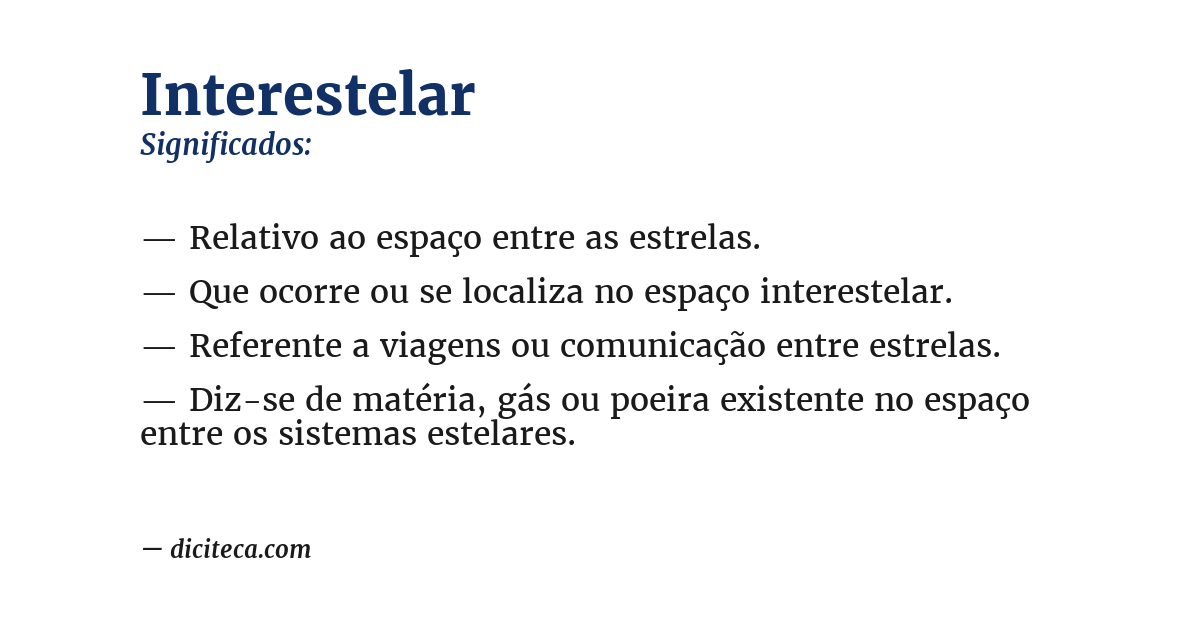 Significado de interestelar