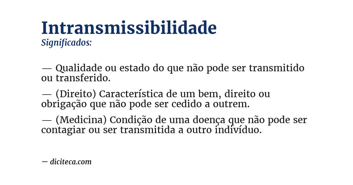 Significado de intransmissibilidade