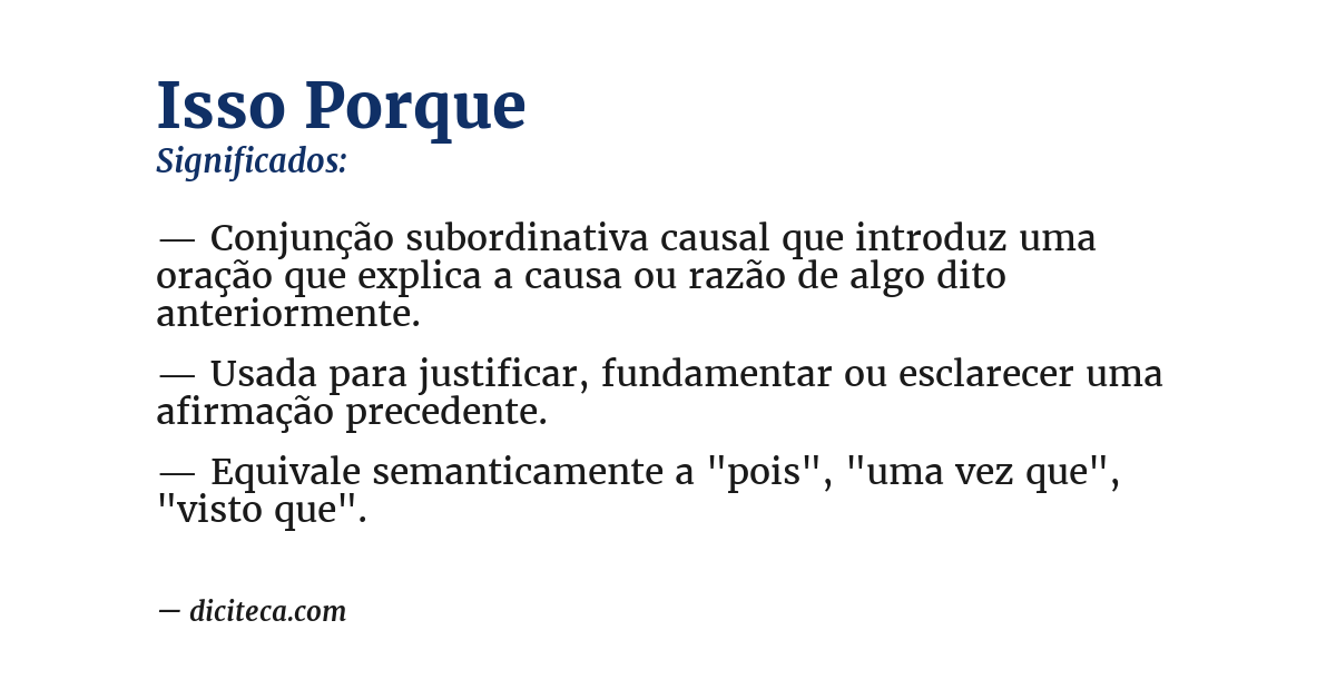Significado de isso porque