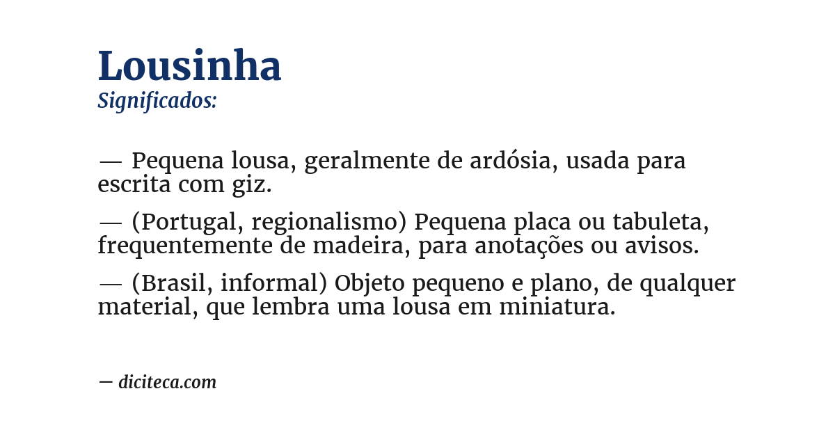 Significado de lousinha