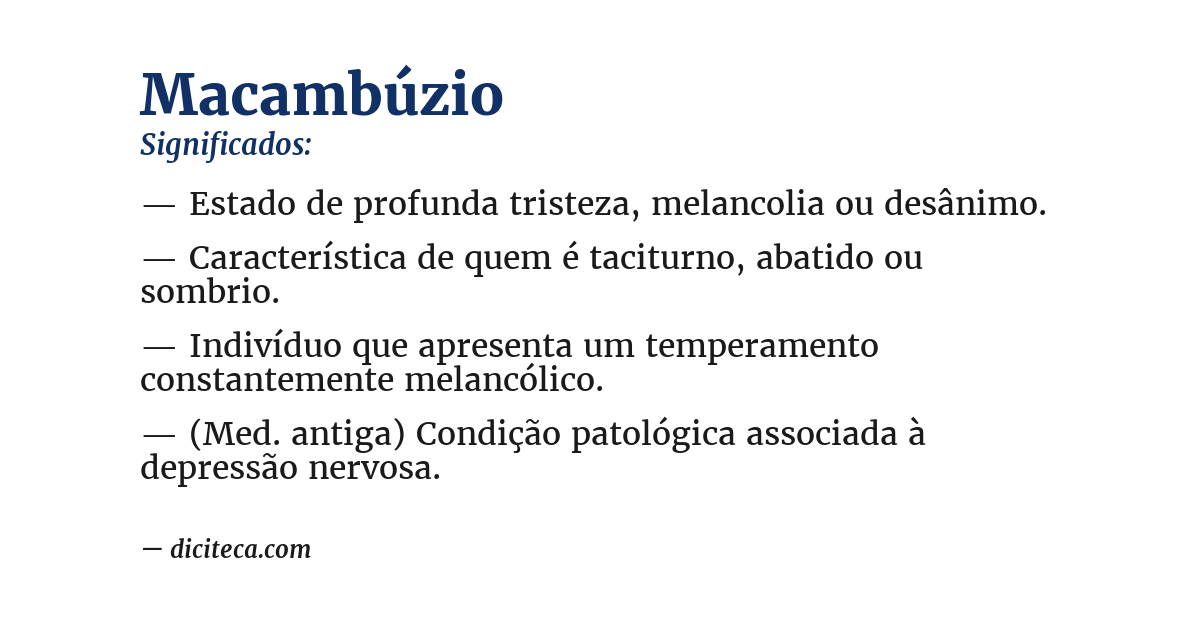 Significado de macambúzio