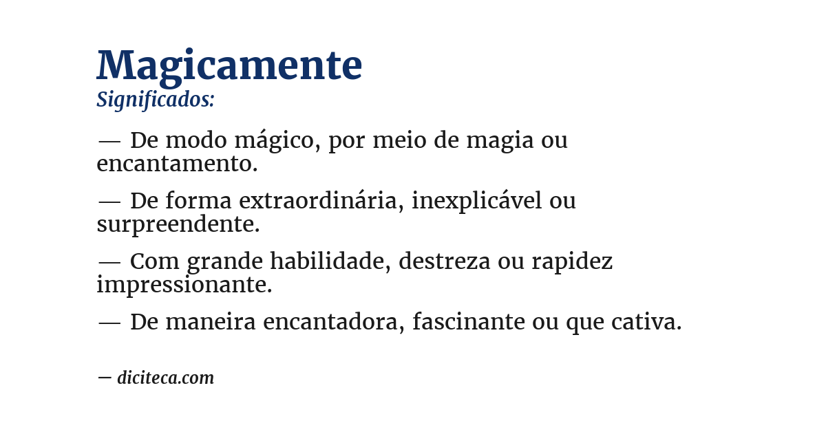 Significado de magicamente