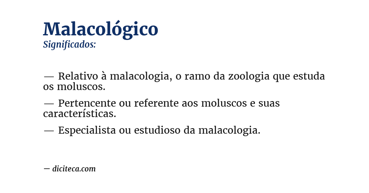 Significado de malacológico