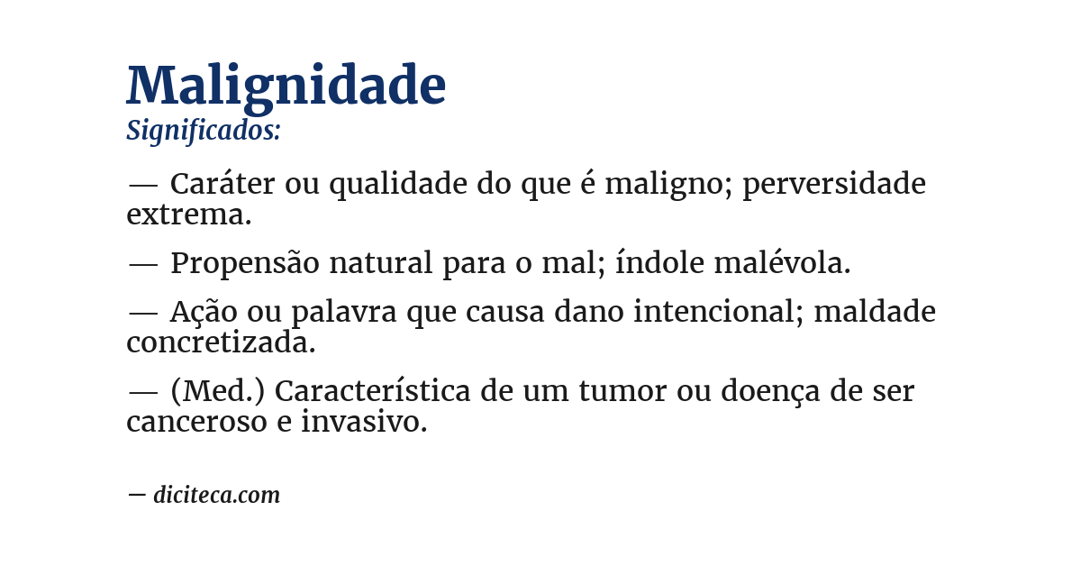 Significado de malignidade
