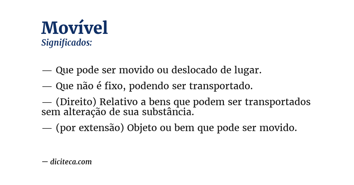 Significado de movível