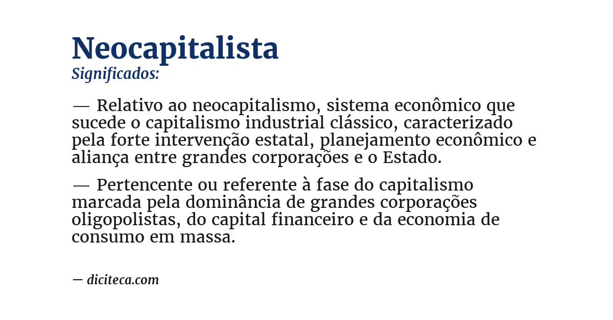 Significado de neocapitalista