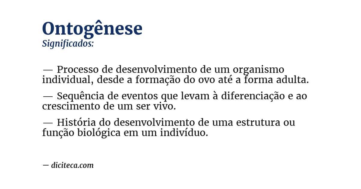 Significado de ontogênese