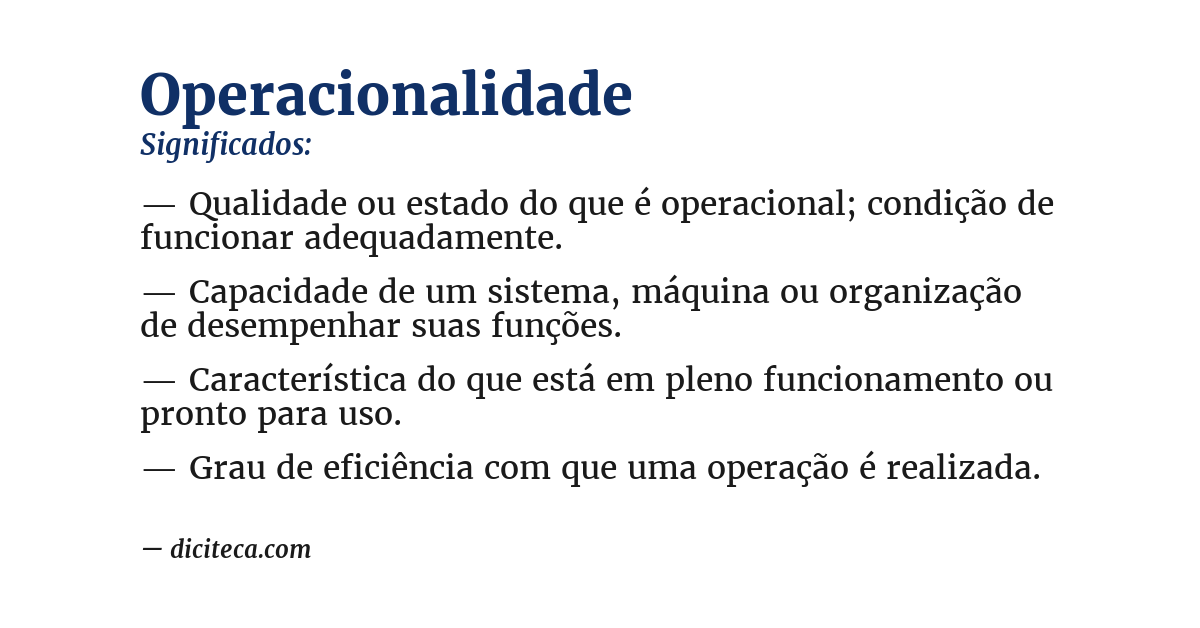 Significado de operacionalidade