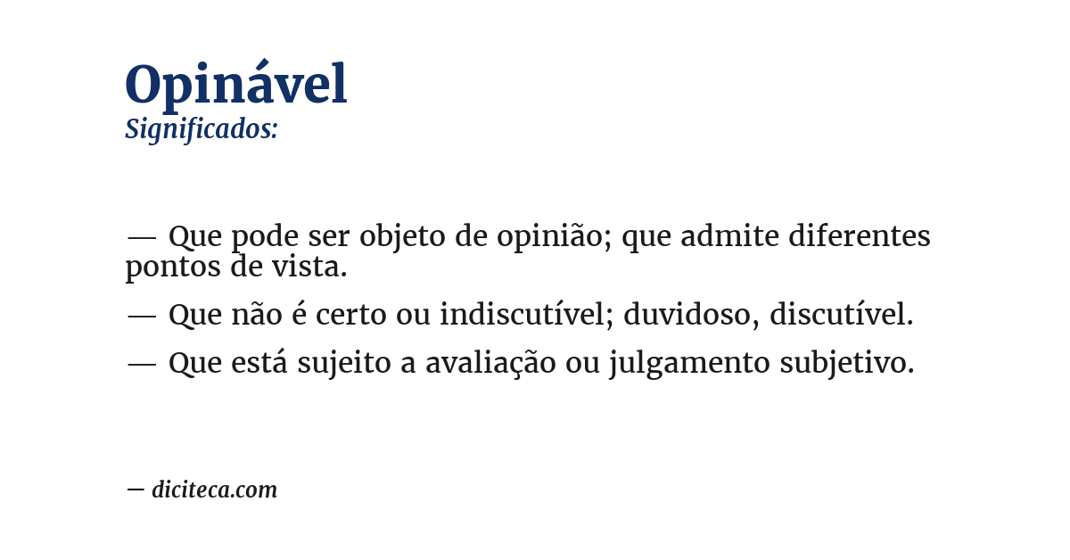 Significado de opinável