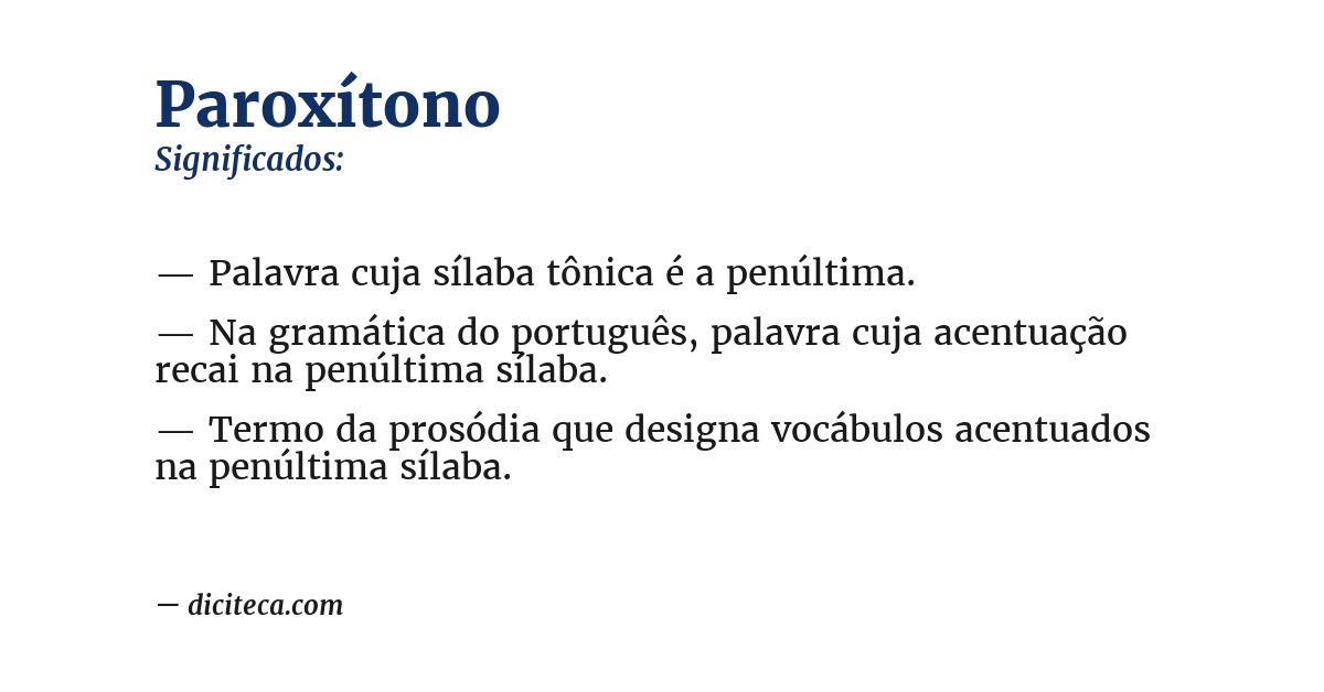 Significado de paroxítono