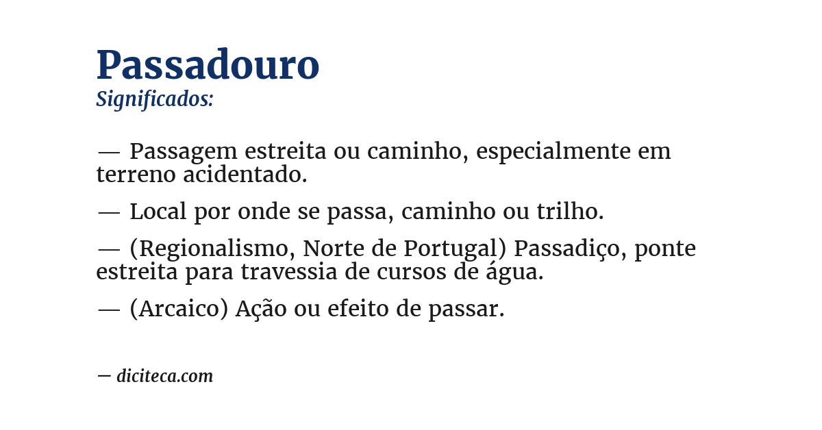 Significado de passadouro