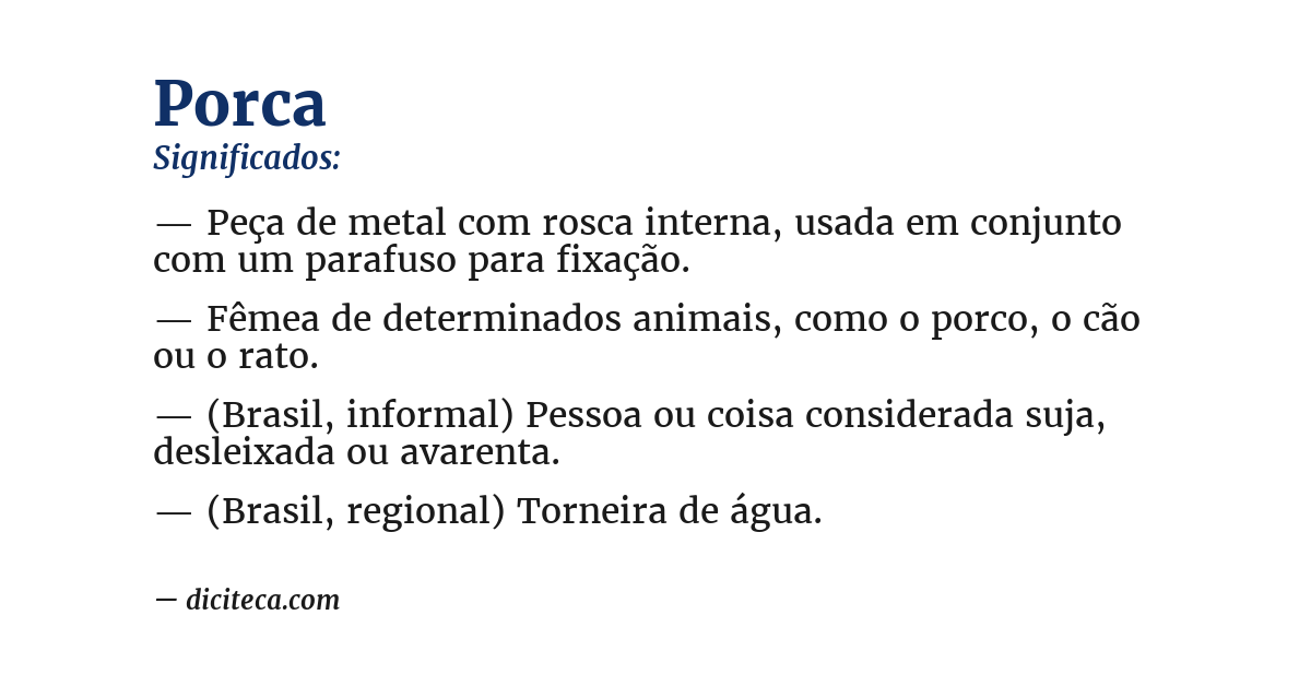Significado de porca
