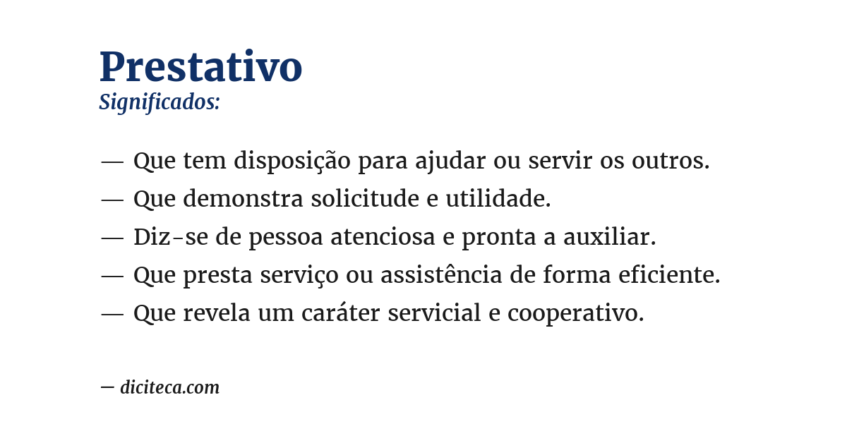 Significado de prestativo