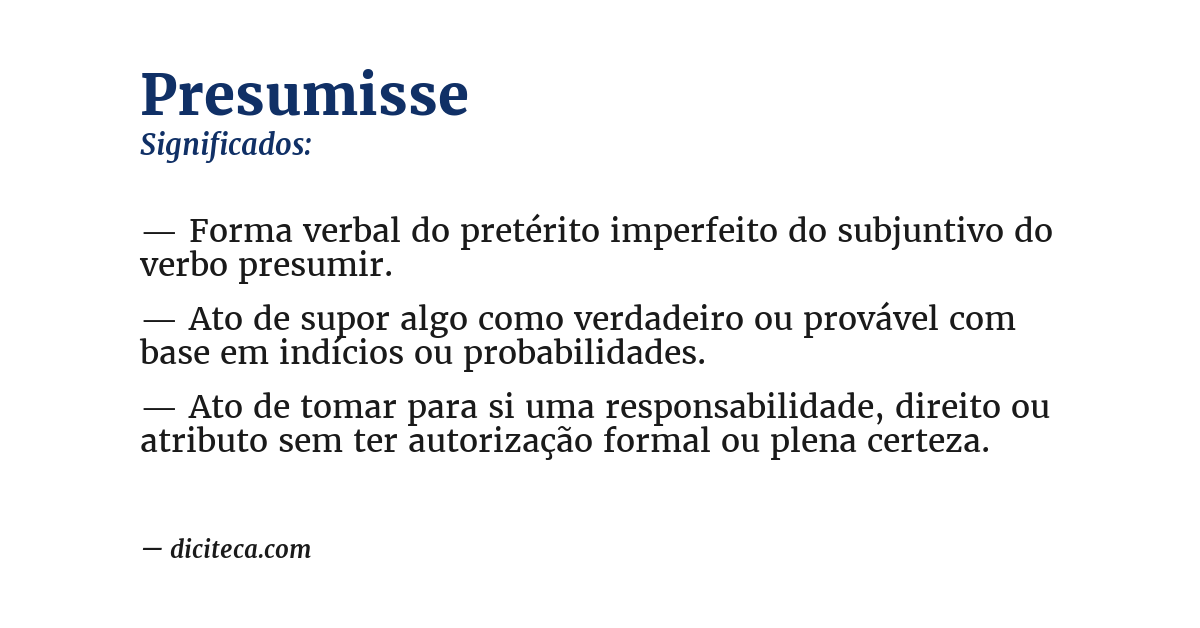 Significado de presumisse