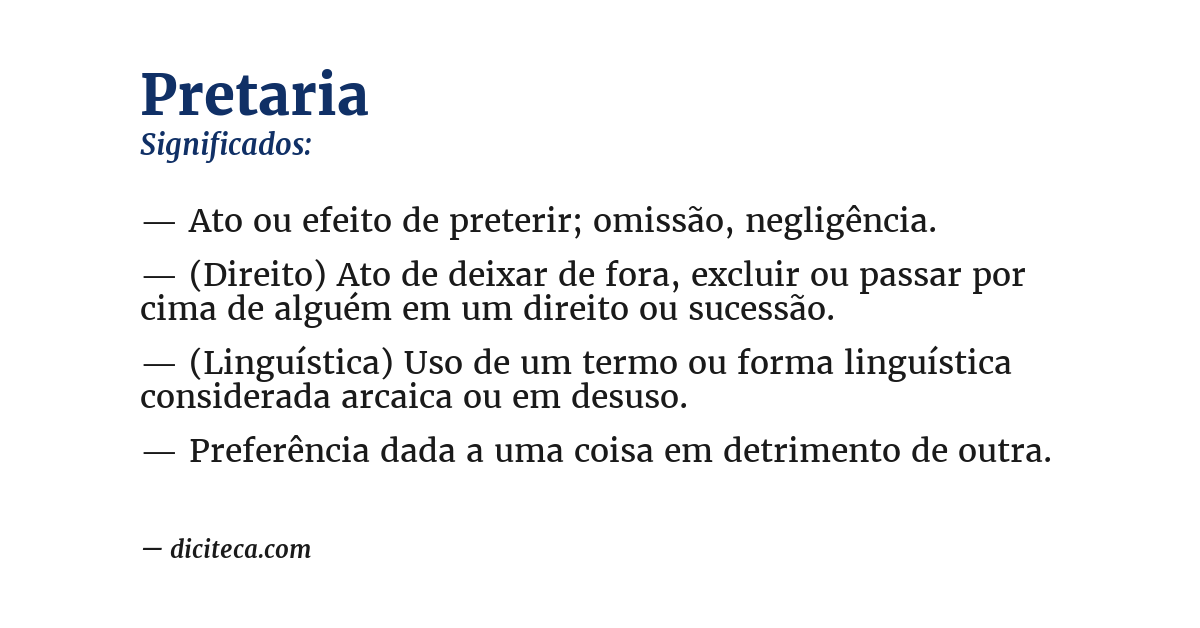 Significado de pretaria
