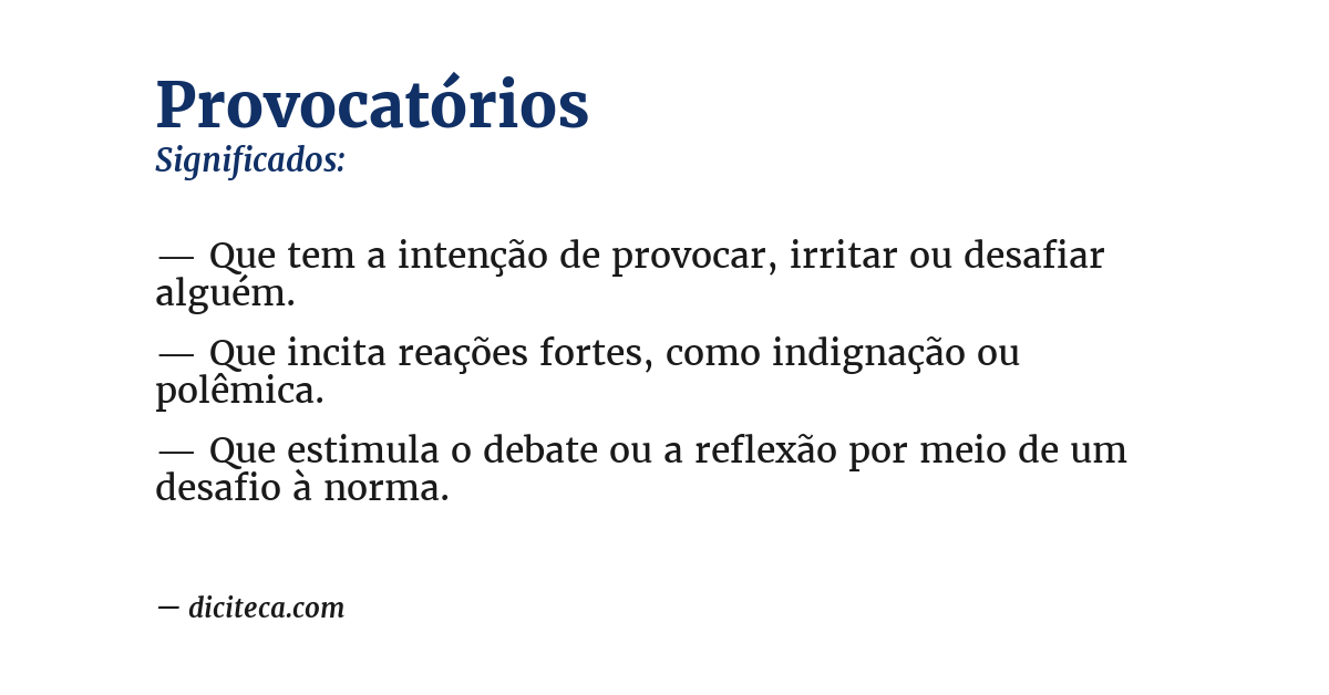 Significado de provocatórios