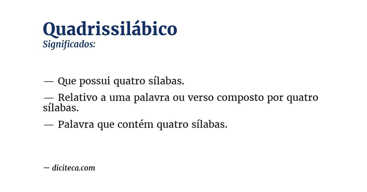 Significado de quadrissilábico
