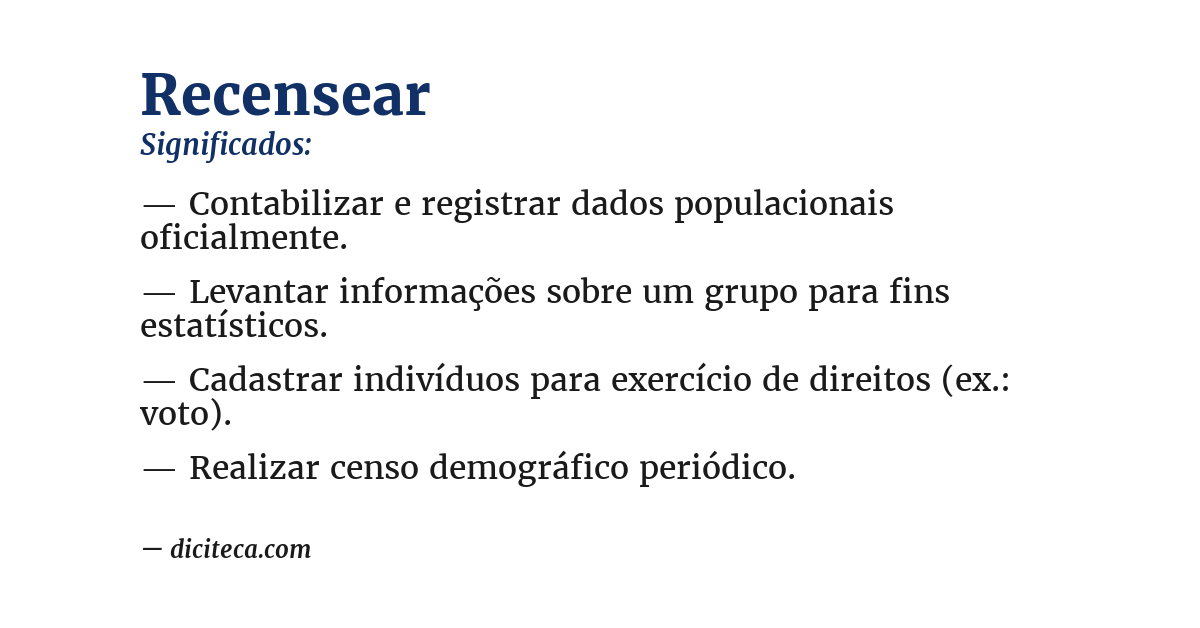 Significado de recensear