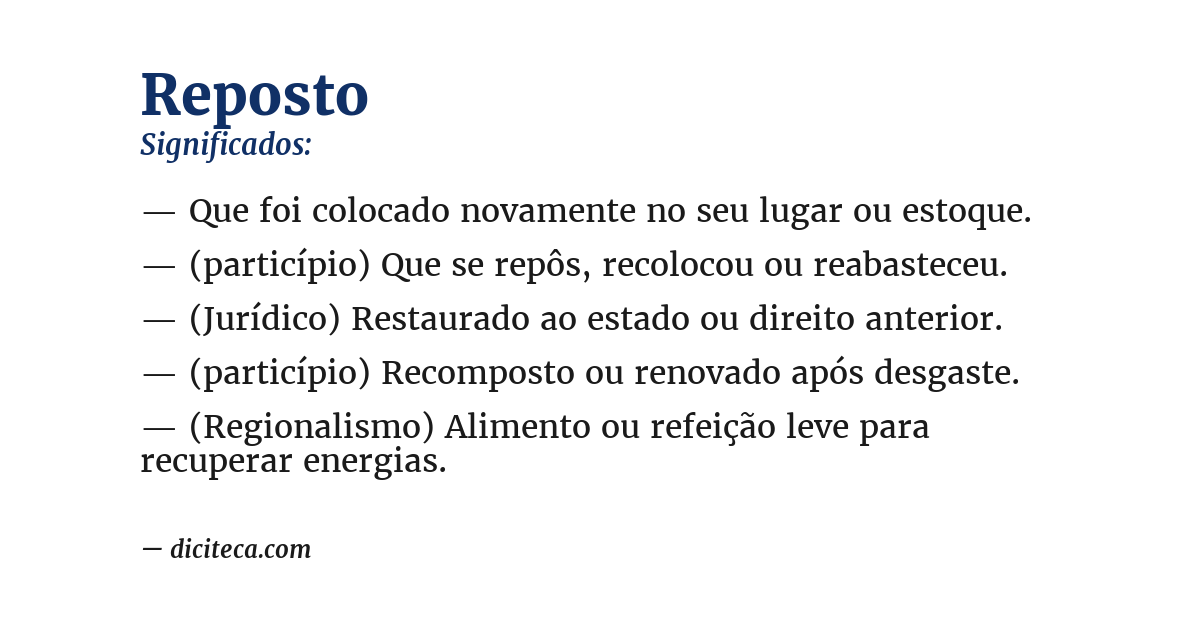 Significado de reposto