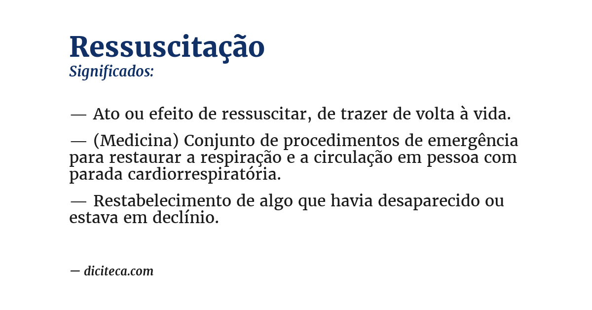 Significado de ressuscitação