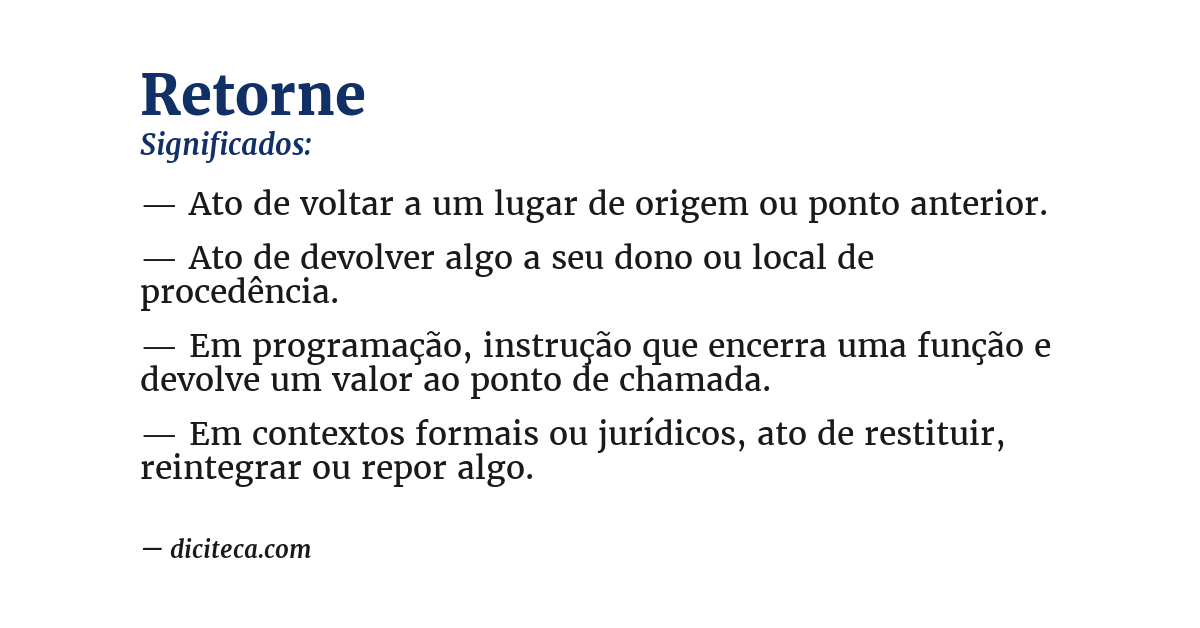 Significado de retorne