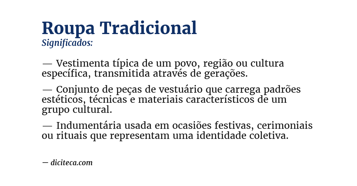 Significado de roupa tradicional