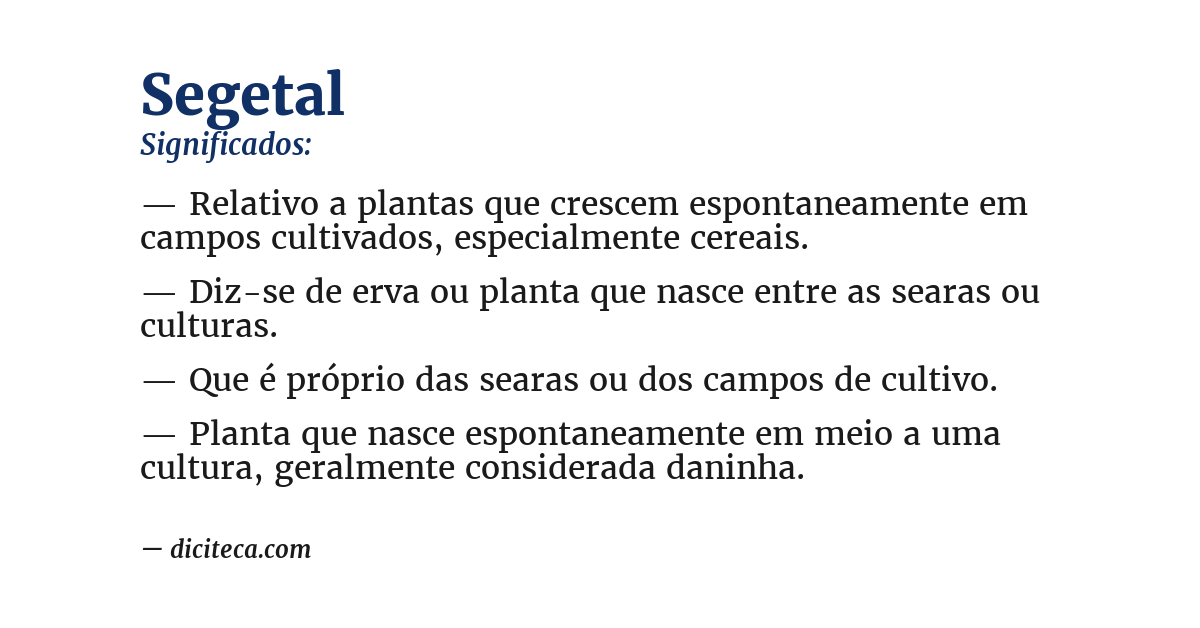 Significado de segetal