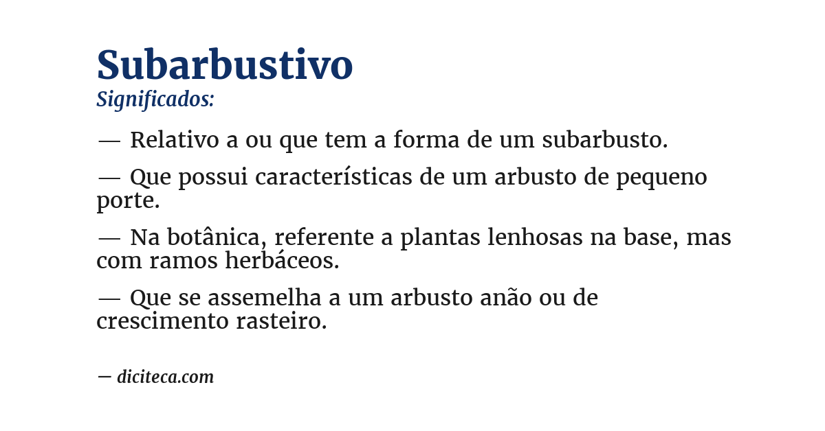 Significado de subarbustivo