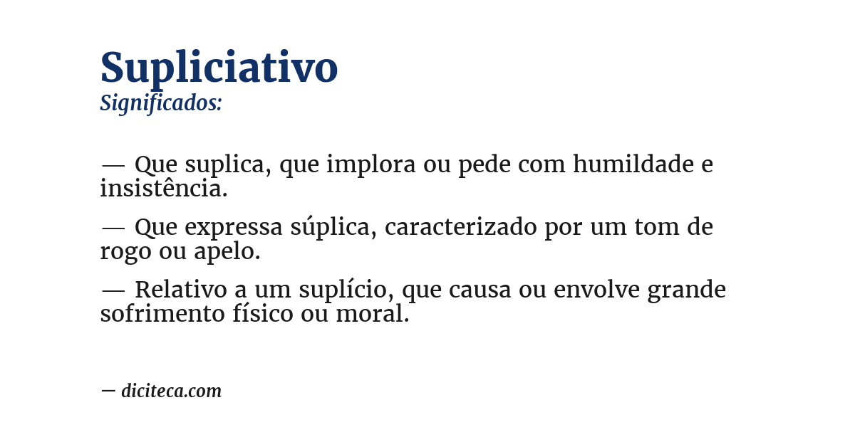 Significado de supliciativo