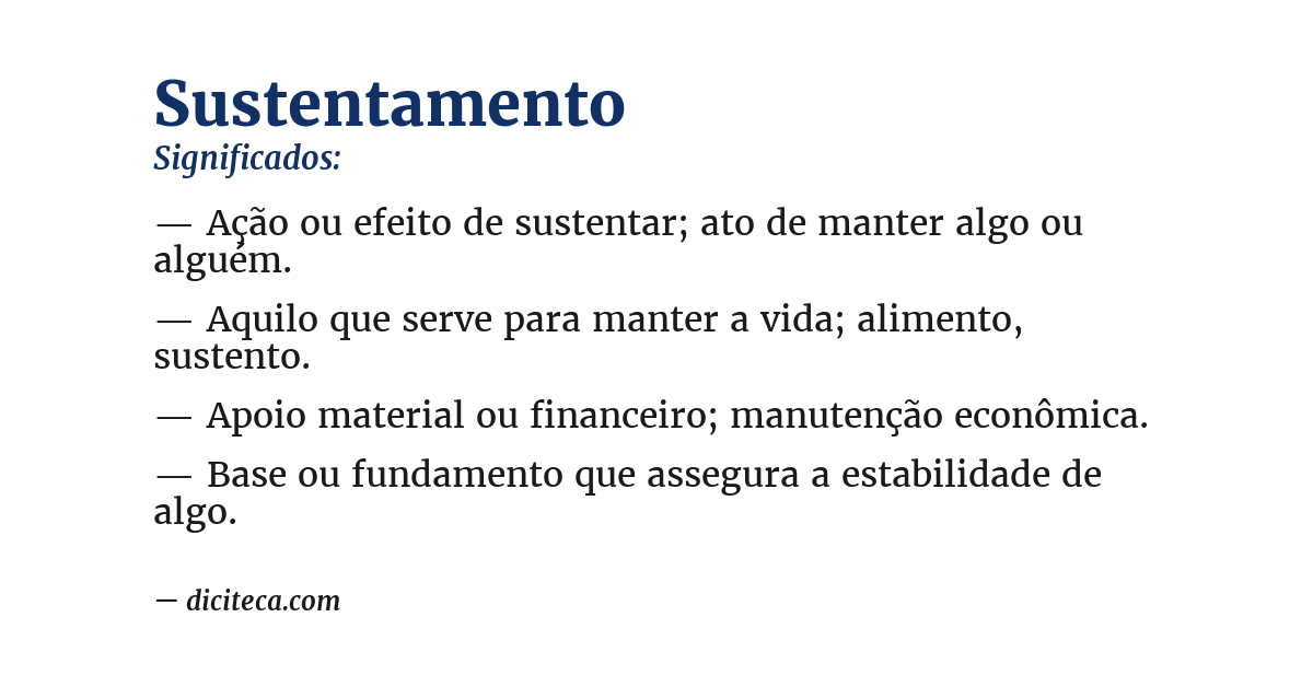 Significado de sustentamento