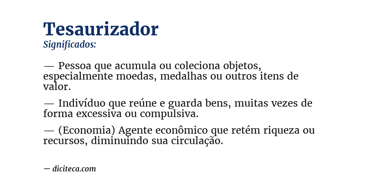 Significado de tesaurizador