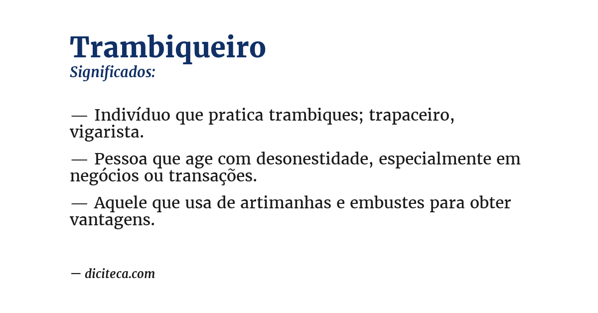 Significado de trambiqueiro