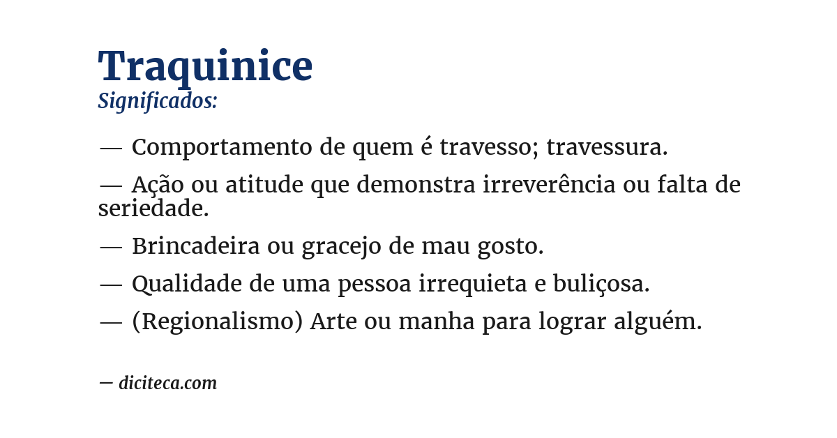 Significado de traquinice