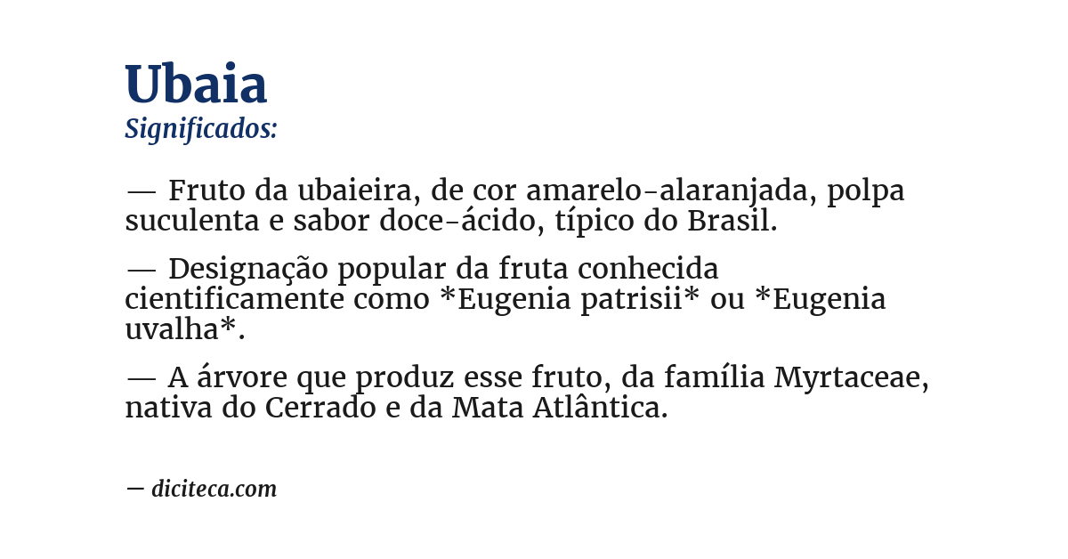 Significado de ubaia