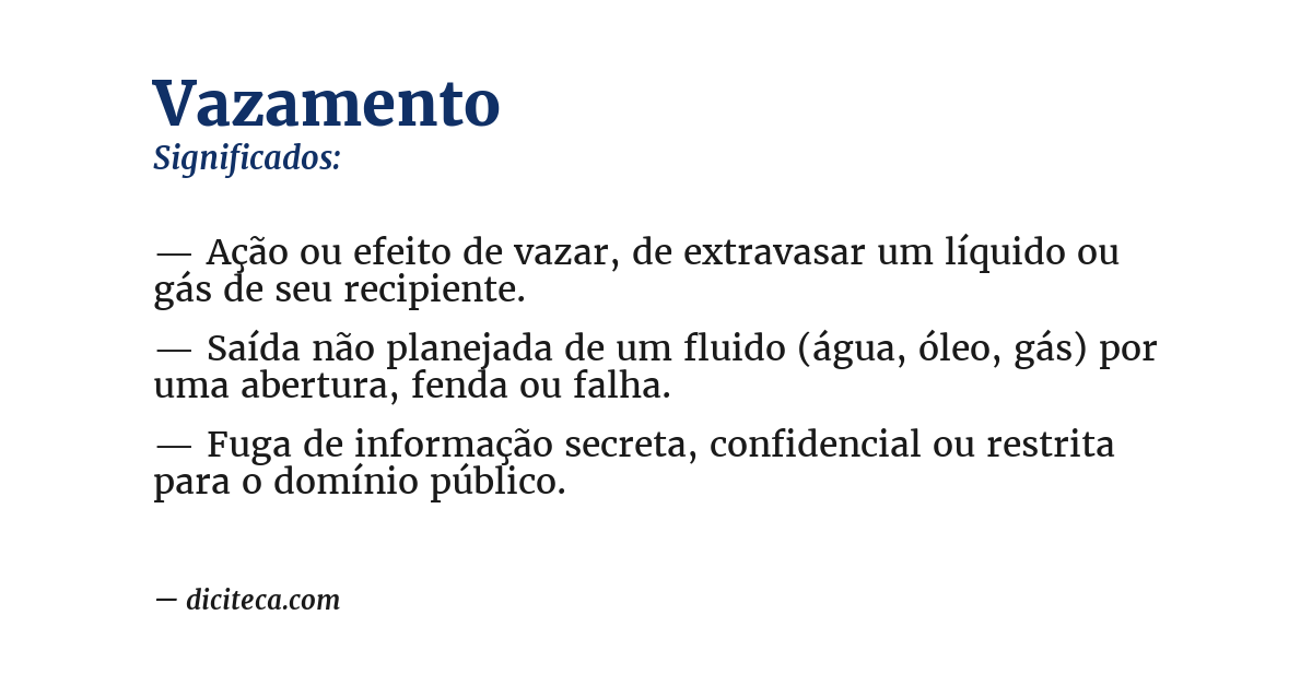 Significado de vazamento