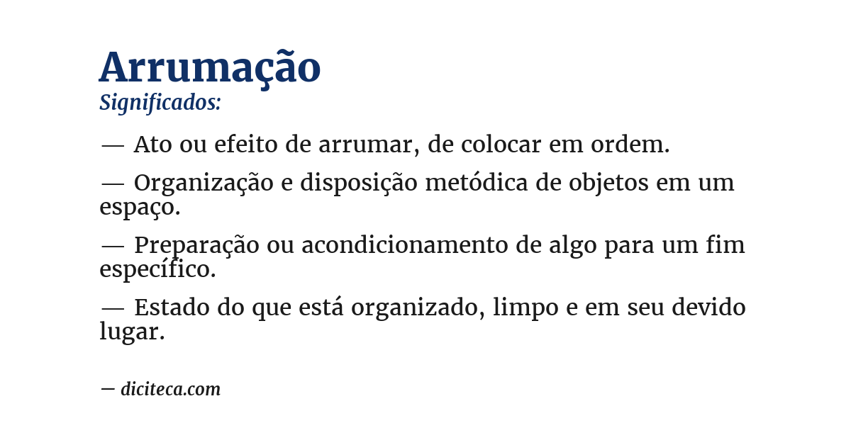 Significado de arrumação