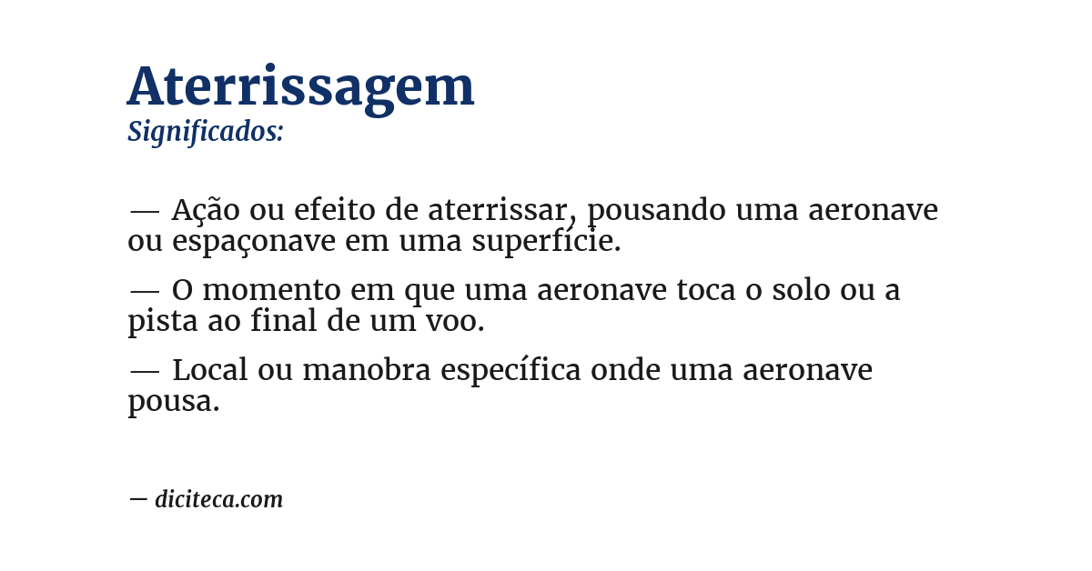Significado de aterrissagem