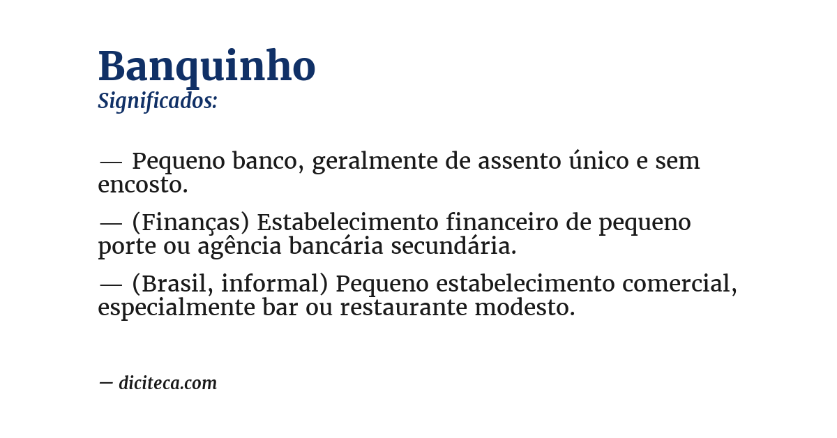 Significado de banquinho