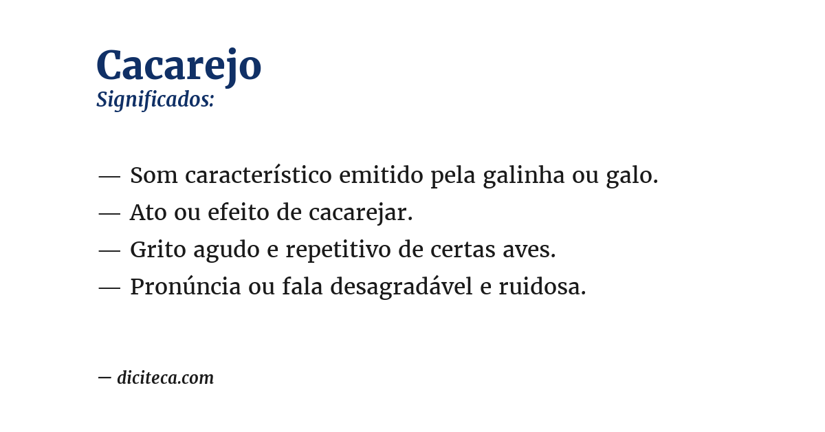 Significado de cacarejo