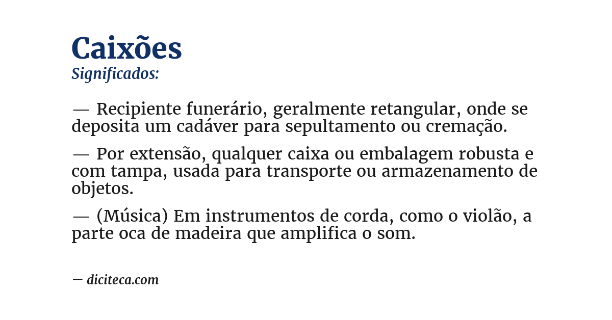 Significado de caixões