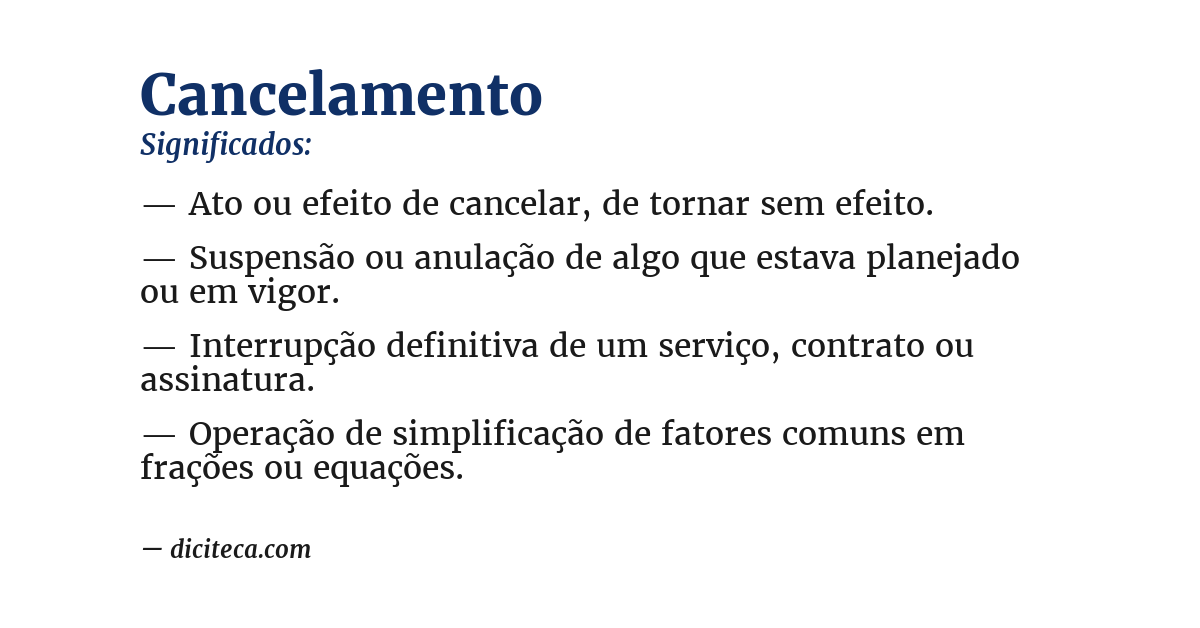 Significado de cancelamento