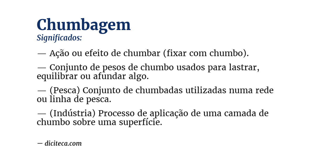 Significado de chumbagem