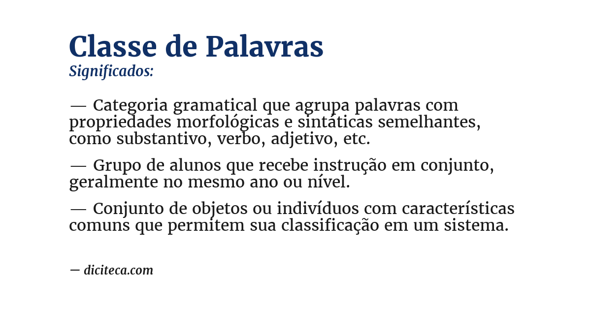 Significado de classe de palavras