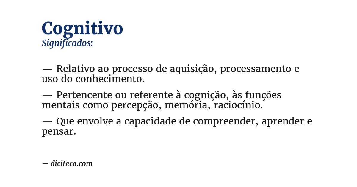 Significado de cognitivo