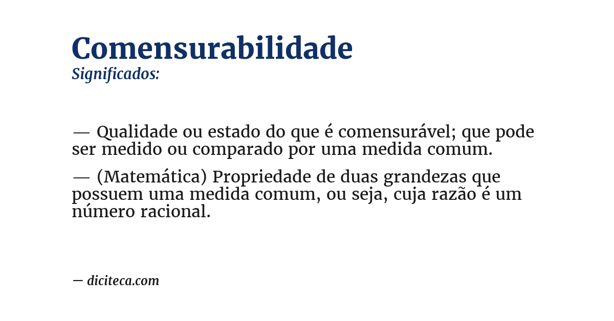 Significado de comensurabilidade