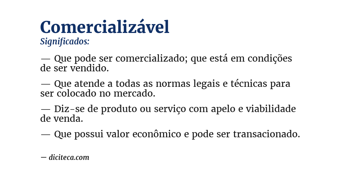 Significado de comercializável